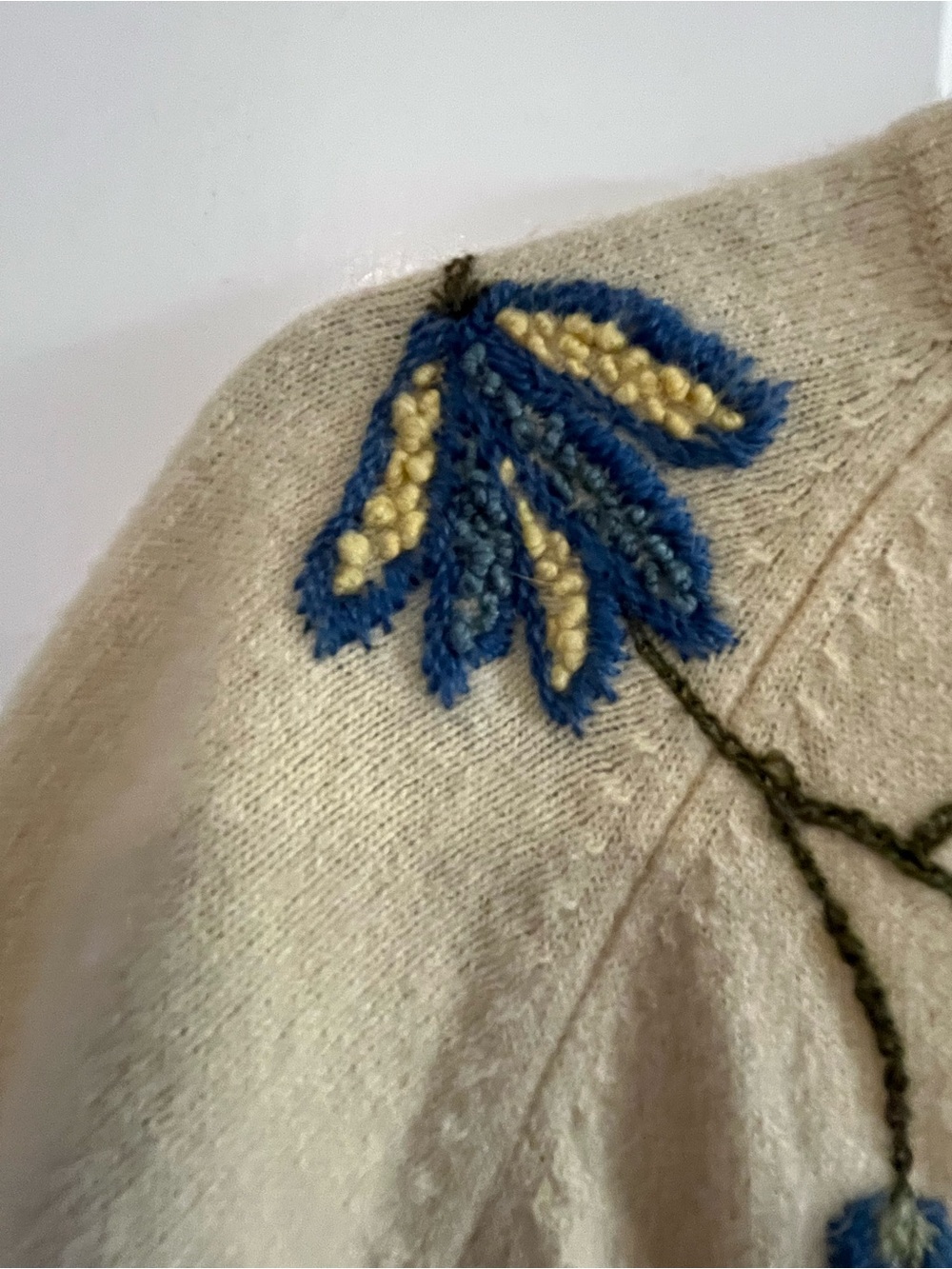Vintage Cream Colored Embroidered Cardigan - Picture 9 of 15